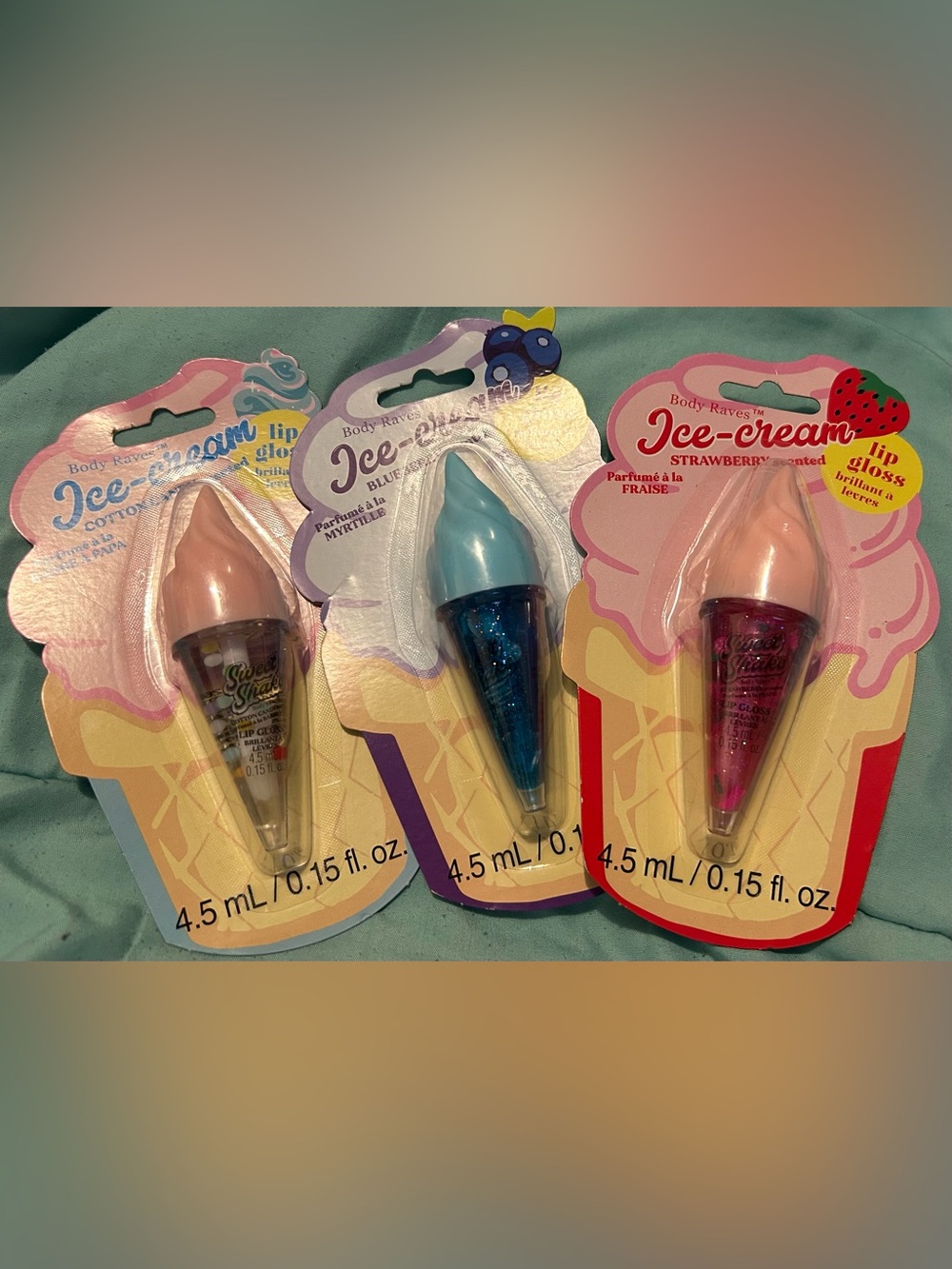 Ice-Cream Lip Gloss Trio - Pink, Blue, Pink